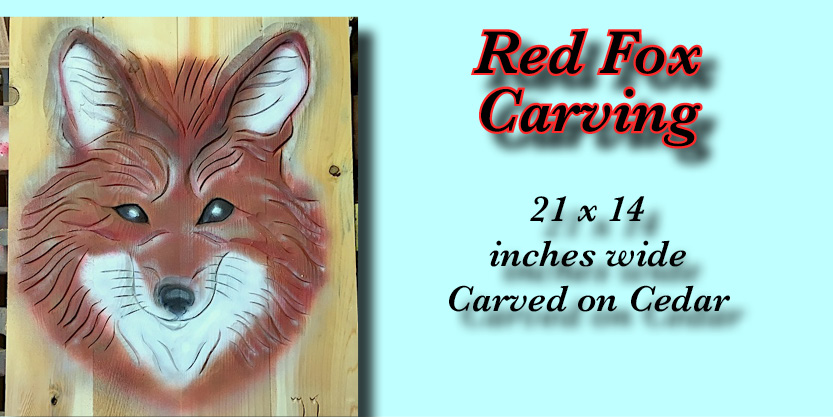 Red Fox Carving  fence art Garden art, yard art, and so much more